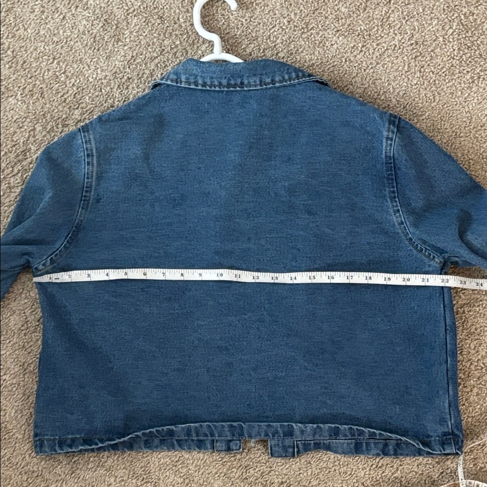 Cropped Tie-Front Denim Jacket - Blue - Picture 8 of 8